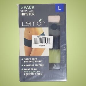 Lemon Ultra Soft Hipster Underwear Women Large 5 Pairs Stretch Super Soft NWT